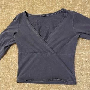 Brandy Melville Amara Long Sleeve Crossover Top - Blue/Purple